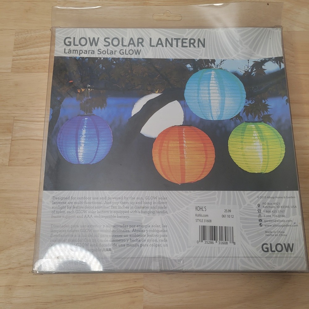 New Allsop GLOW Solar Lantern 10" White Outdoor Nylon Hanging Light 8 Available - Picture 2 of 8